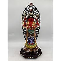 彩色騎馬像　木彫り Amazon｜仏像 馬頭観音 馬頭明王 立像 桧木彩色 木彫仏像 木彫り